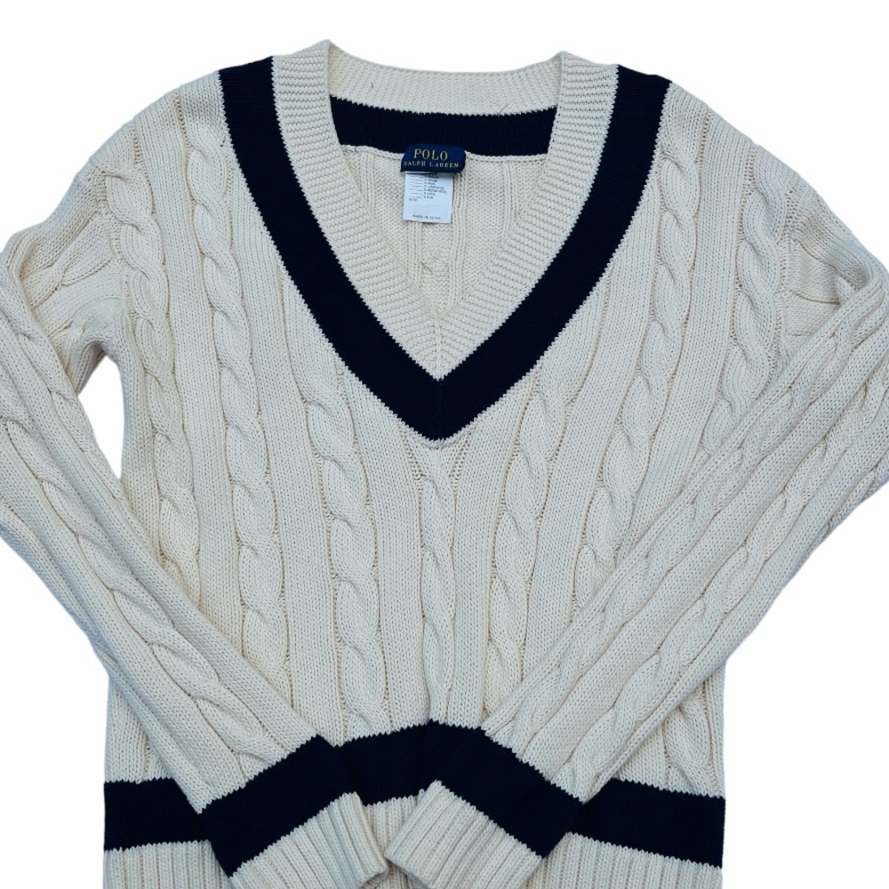 Vintage classic V-neck Polo Ralph Lauren Striped Sweater small